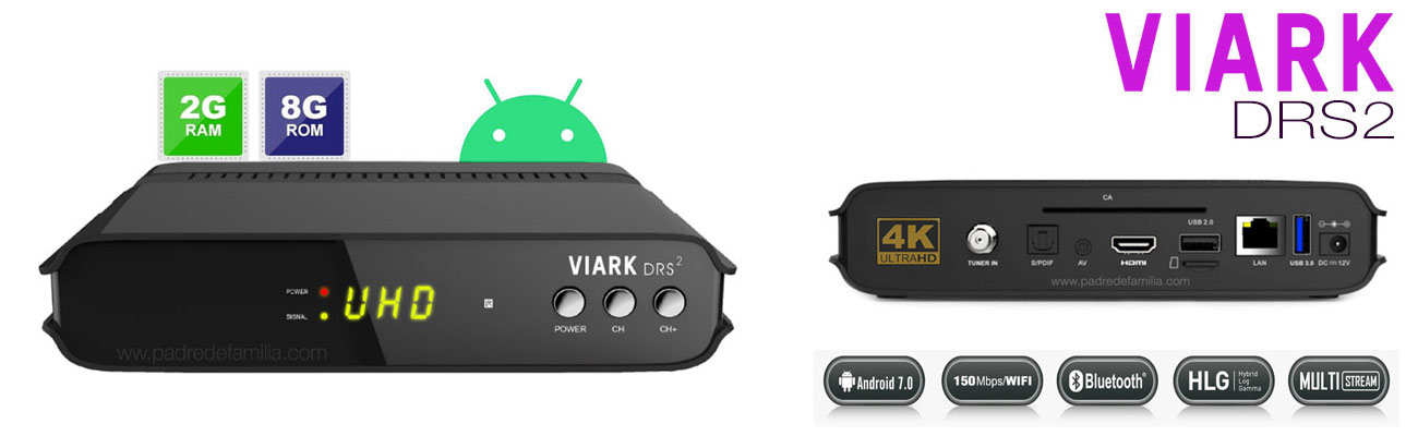 Viark DRS2 receptor satélite 4K Android 7.0 2GB DDR4
